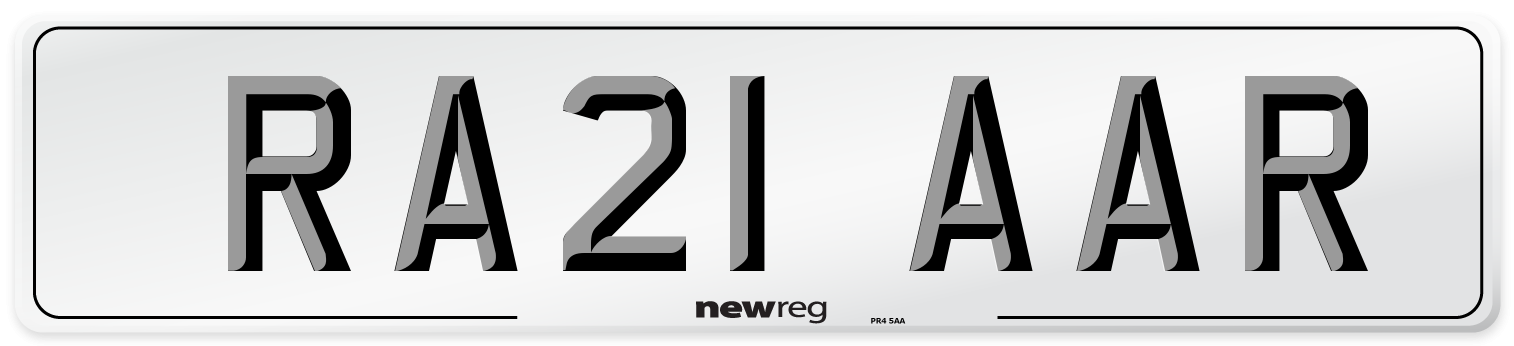 RA21 AAR Number Plate from New Reg